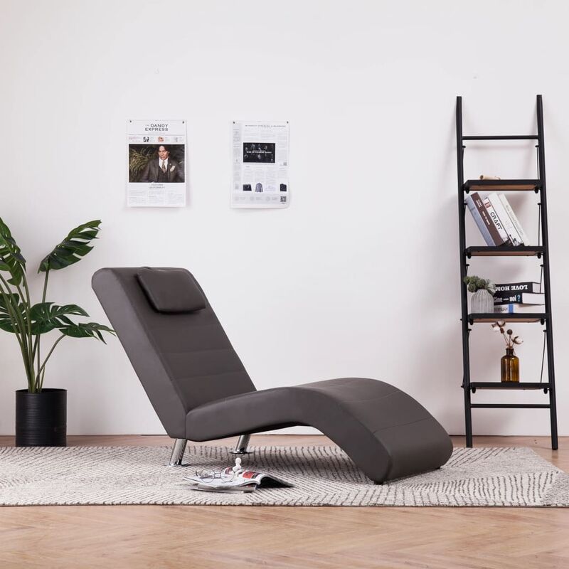 

Diván con almohada de cuero sintético gris - Gris