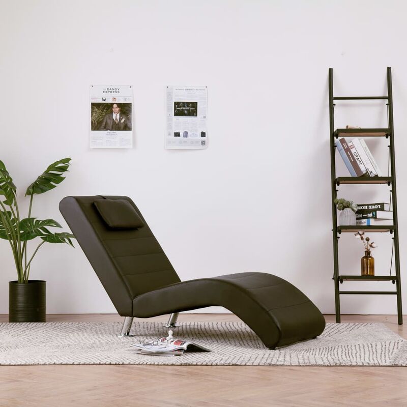 

Diván de cuero sintético con almohada marrón - Marrón