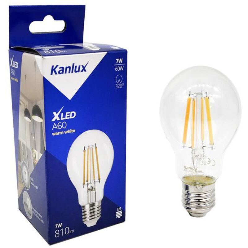 Ampola led A60 E27 – 7W – Bianco caldo – Vetro trasparente 810lm