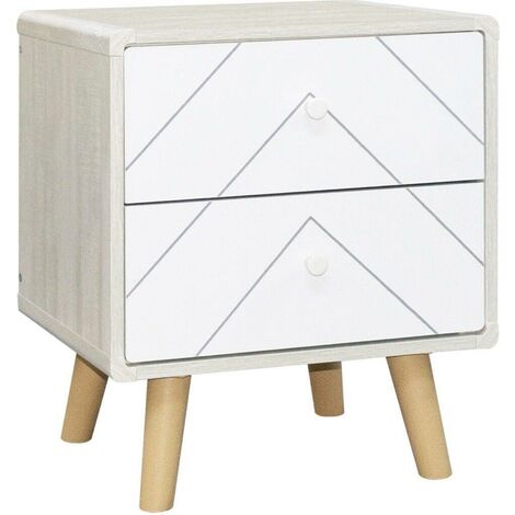Dixie 2 Drawer Bedside - L39.5 x W48 x H56 cm - Dusty Grey/White