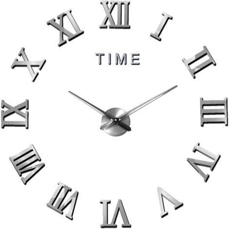 DIY 3D-Wanduhr, moderne, geräuschlose, große Wanduhr, XXL-Spiegelaufkleber