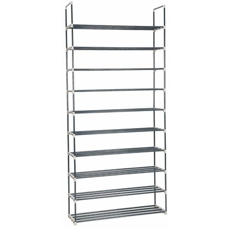 Diy 50 Pairs Of Shoes 10 Tiers Metal Shoe Rack Shelf Shoe Storage Organiser Black Lsa10g