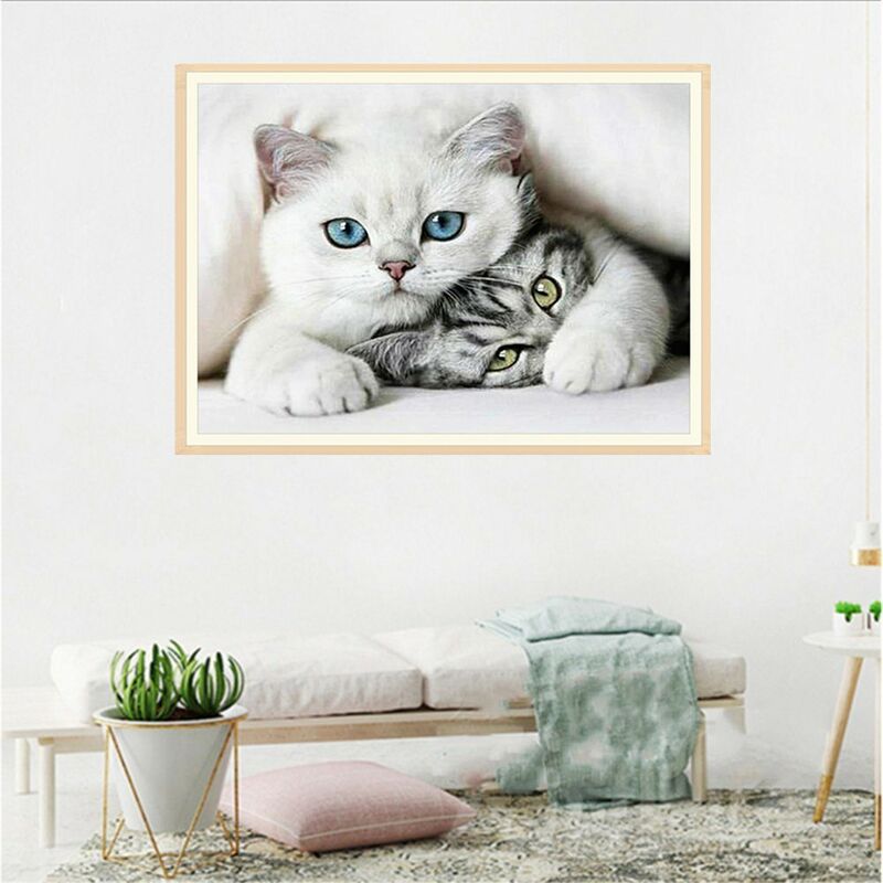 

Happyshopping - DIY 5D pintura de diamante S10106 gato 40X30 taladro completo de diamantes de imitacion de cristal bordado pinturas artesania para