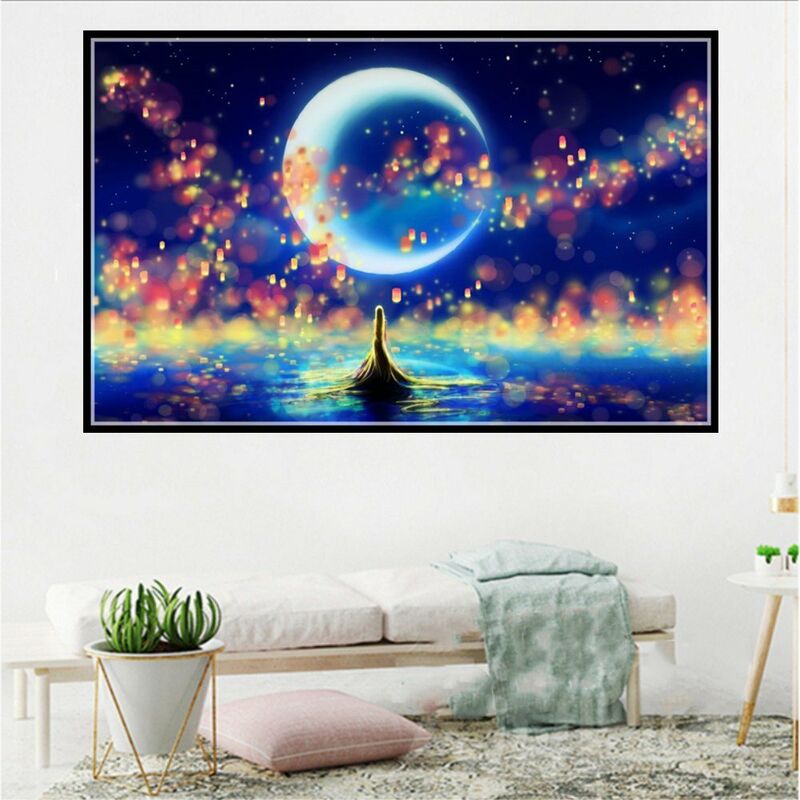 

Happyshopping - DIY 5D diamante pintura W037 belleza y cielo 40X30 taladro completo cristal diamantes de imitacion bordado pinturas artesania para