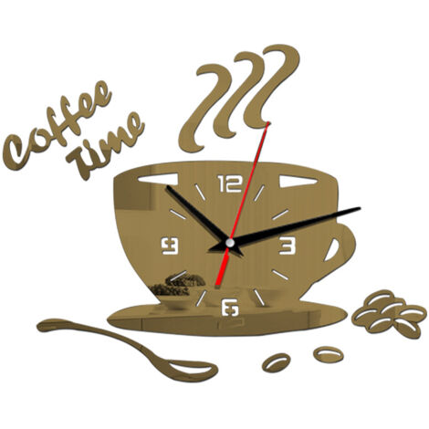 DIY-Acryl-Wanduhr in Form einer Kaffeetasse, modernes, geräuschloses Design mit hohlen Ziffern, kreative Wanddekoration