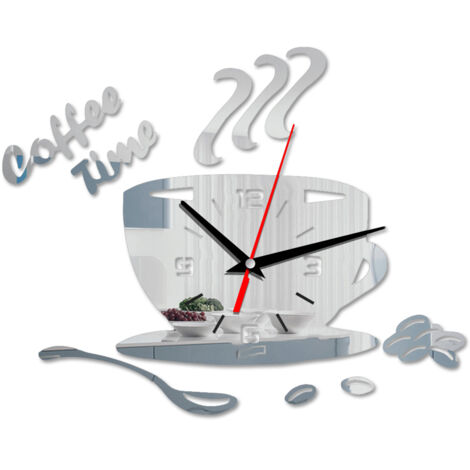 DIY-Acryl-Wanduhr in Form einer modernen Kaffeetasse, hohles Design mit Ziffern, leise und elegant