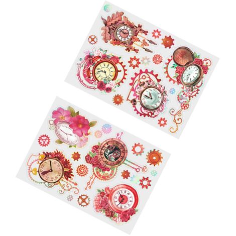 [DIY-Aufkleber] Set mit 2 Blumen-Uhr-Aufklebern mit starker Klebekraft für Planer, Album und Umschlag