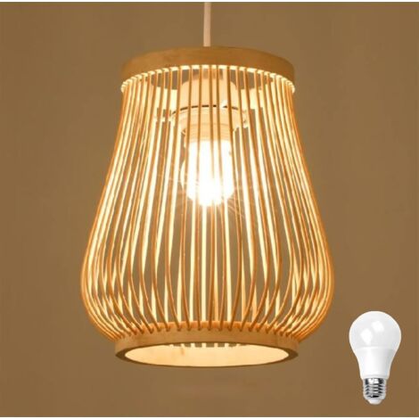 DIY Bambus-Webvase-Hängeleuchte, Bambus-Lampenschirm-Deckenleuchte, Kronleuchter, dekorative Lampe für Restaurant, Wohnzimmer, Bartheke, Café usw.