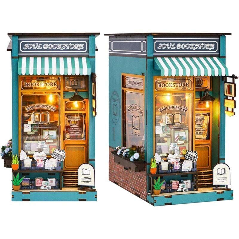 SNQ - diy Book Nook Kit, Mini Maison de Poupée diy, Salle de Lecture de Livres, étagères Décoratives Faites Votre Propre Artisanat Maison Modèle