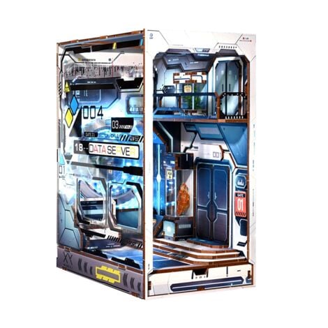 DIY Book Nook Kit, Space-Inspired 3D Wooden Puzzle Bookend for Bookshelf Decor, with Light Model Kits Adults