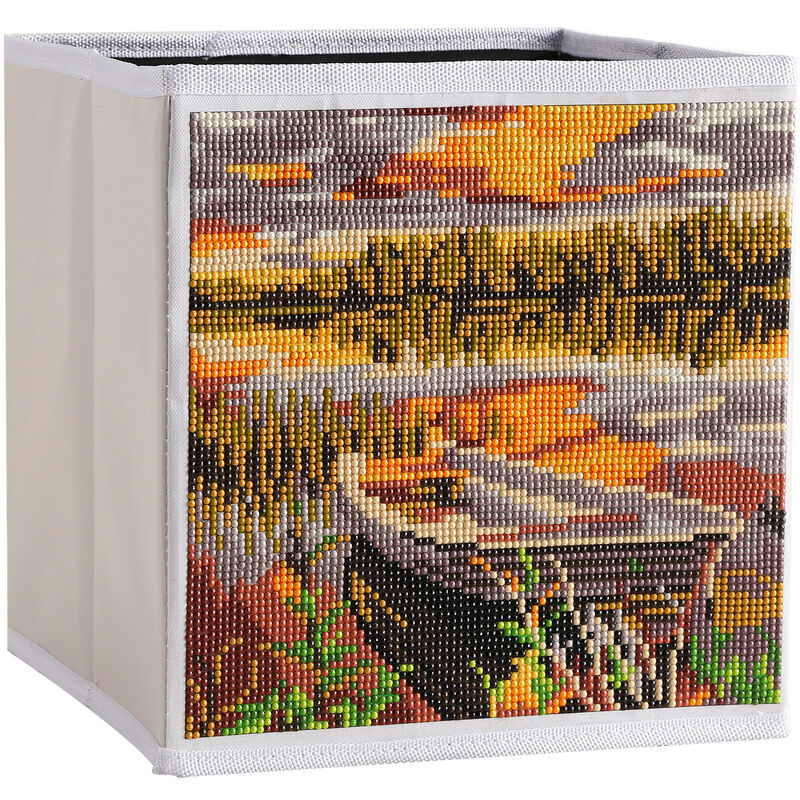 

DIY diamante pintura de paisaje caja de almacenamiento plegable diamante artesania cubos de almacenamiento organizador para ropa libros