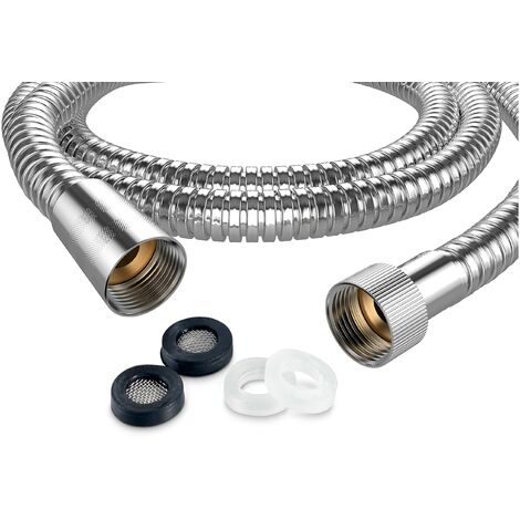 DIY Doctor - Tubo doccia universale da 1.75m x 11mm - Tubo di ricambio di alta qualità in acciaio inox con 4 rondelle - Anti-attorcigliamento - Finitura cromata - Tubo flessibile doccia