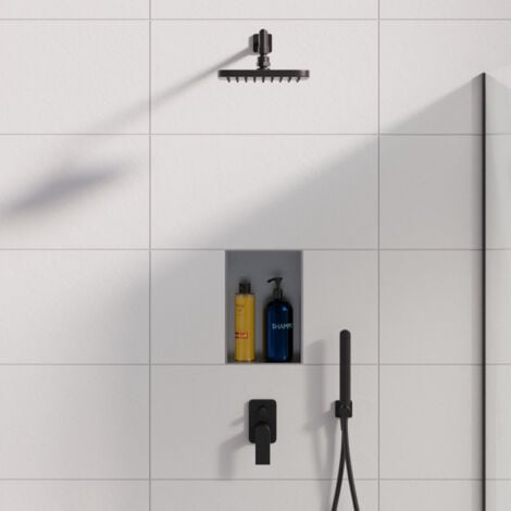 DIY Duschnische 20x30cm schwarz Fliesennische Unterputz Edelstahl Montage Wandnische Duschregal
