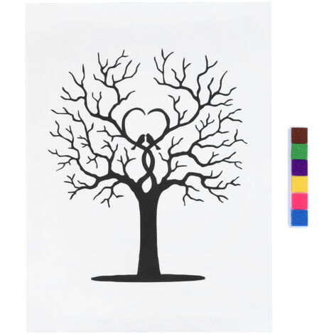 DIY-Fingerabdruckbaum – Leinwand mit Gästesignaturen und Daumenabdrücken für ein kreatives Gästebuch