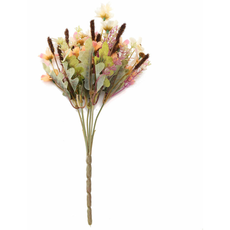 Diy Home Flower Decor 1 Bouquet Artificielle Daisy Soie Fleurs Feuille Costume Pour La Fête De Mariage Décoration De Jardin (Blanc Orange)