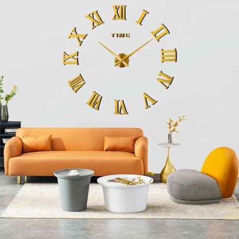 DIY Horloge Murale 3D Moderne Mute Grande Horloge Murale XXL Miroir Autocollant pour décoration Cadeau à la Maison, au Restaurant