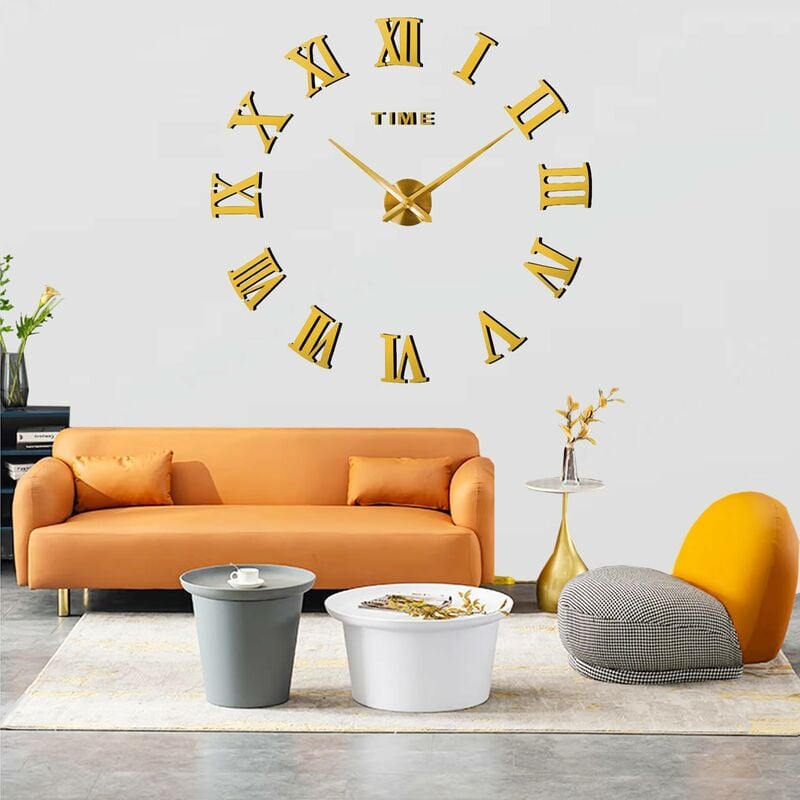 Csparkv - diy Horloge Murale 3D Moderne Mute Grande Horloge Murale xxl Miroir Autocollant pour décoration Cadeau à la Maison, au Restaurant, au