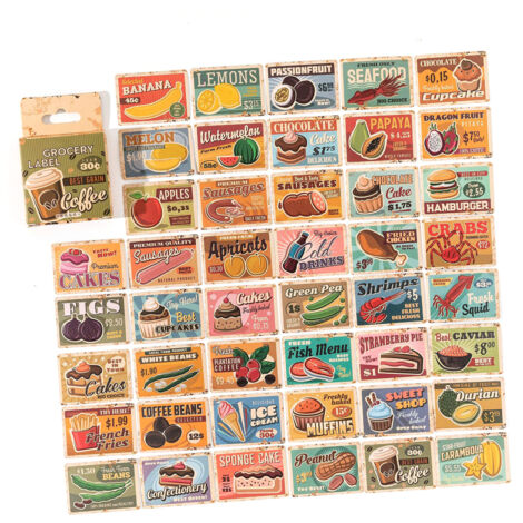 DIY-Lebensmitteletiketten-Scrapbooking-Aufkleber – 45 selbstklebende Bögen für Tagebücher, Planer und Fotoalben