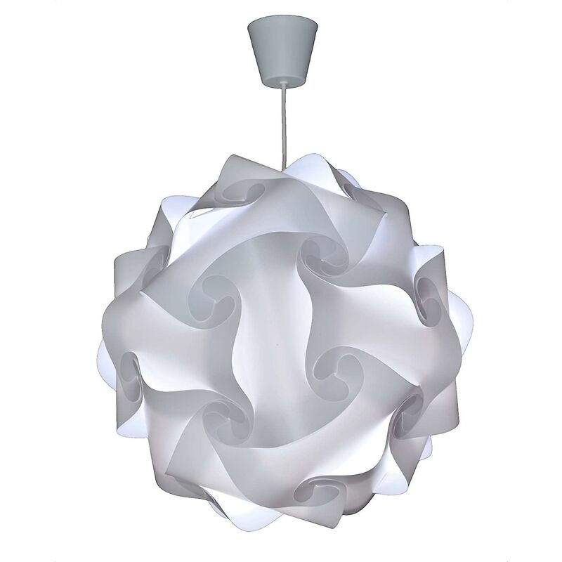 Jusch – Lustre à suspension Ø30 cm blanc – Abat-jour en polypropylène incassable – Câble réglable 60 cm – Ampoule LED E27 12W incluse