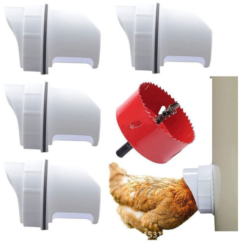 DIY Mangeoire Poules, 4 Anti Nuisible Mangeoire Poules Ports, Automatique Volailles Poules Mangeoire pour Seaux, Fûts, Bacs et Auges