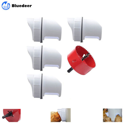 DIY Mangeoire Poules, 4 Anti Nuisible Mangeoire Poules Ports, Automatique Volailles Poules Mangeoire pour Seaux, Fûts, Bacs et Auges