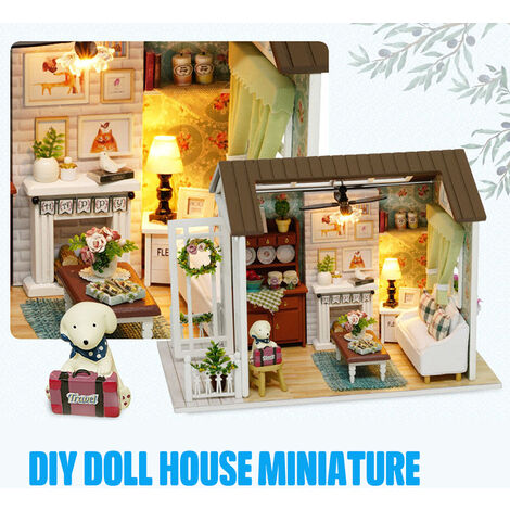 1X Puppenhaus Moebel Diy Miniatur Staubschutz 3D Holz Miniatur Puppenhaus Spi 6A 