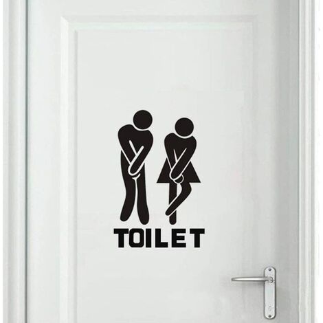 DIY Removable Man Woman Washroom Toilet Bathroom WC Sign, Door Accessories Wall Sticker Home Decor for Kids Living Room Home Decoration (Black)