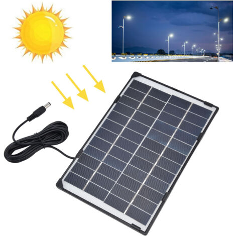 DIY-Solarladegerät-Set, DC5521, 6W/12V polykristallines Solarpanel für Lampen, Tablet-Format (137x210mm), schwarz, 1 Stück.