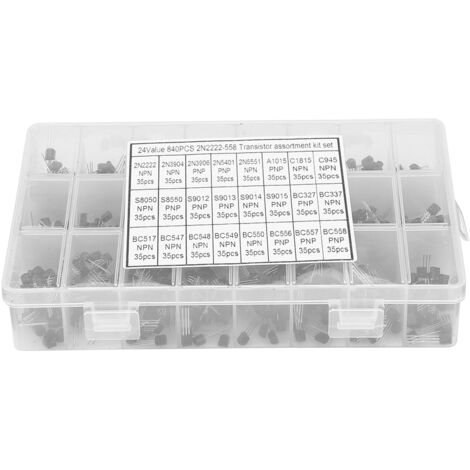 DIY-Transistor-Sortiment – 840 Teile NPN PNP TO-92 inklusive 2N2222A und BC558