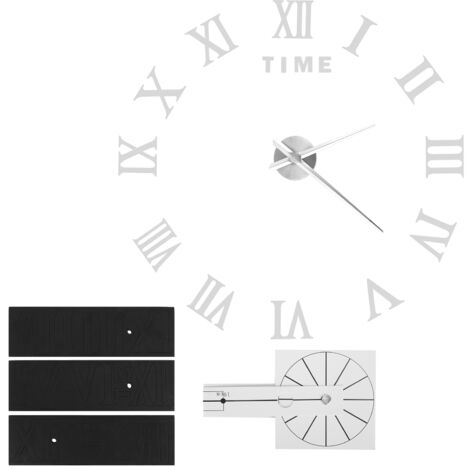 DIY Wall Clock Roman Numerals Frameless Mirror Surface Wall Clock Home Living Room DecorSilver