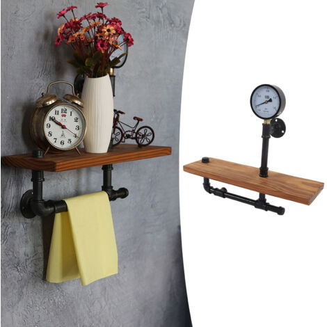 [DIY-Wandregal] Öko-Regal im amerikanischen Industriestil mit Metallhalterungen und Holzplatte, 15 x 45 x 40 cm, 3-teiliges Set für Wohnzimmer, Büro und Schreibtisch
