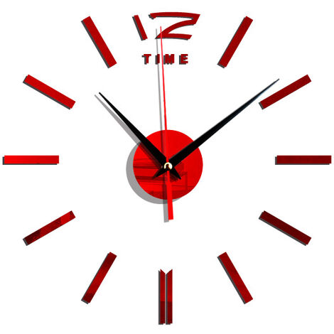 GROUPM DIY Zeigertyp Acrylspiegel Stille Uhr Wanddekoration Wanduhr, Rot, 40 2 40 cm,