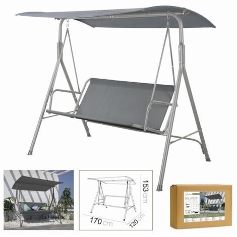 DK HOME BALANCIN ANTRACITA DE 3 PLAZAS 170 x 120 x 153cm