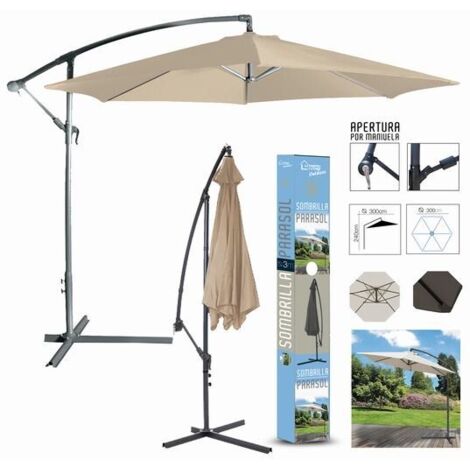 DK HOME SOMBRILLA PARASOL  BEIGE Diam. 300 cm/ 180gr/m2