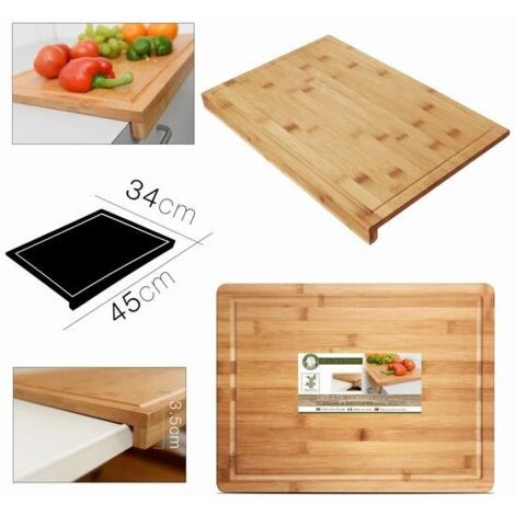 DK HOME TABLA DE CORTAR BAMBU CON BORDE 45 x 34 x 3.5 cm