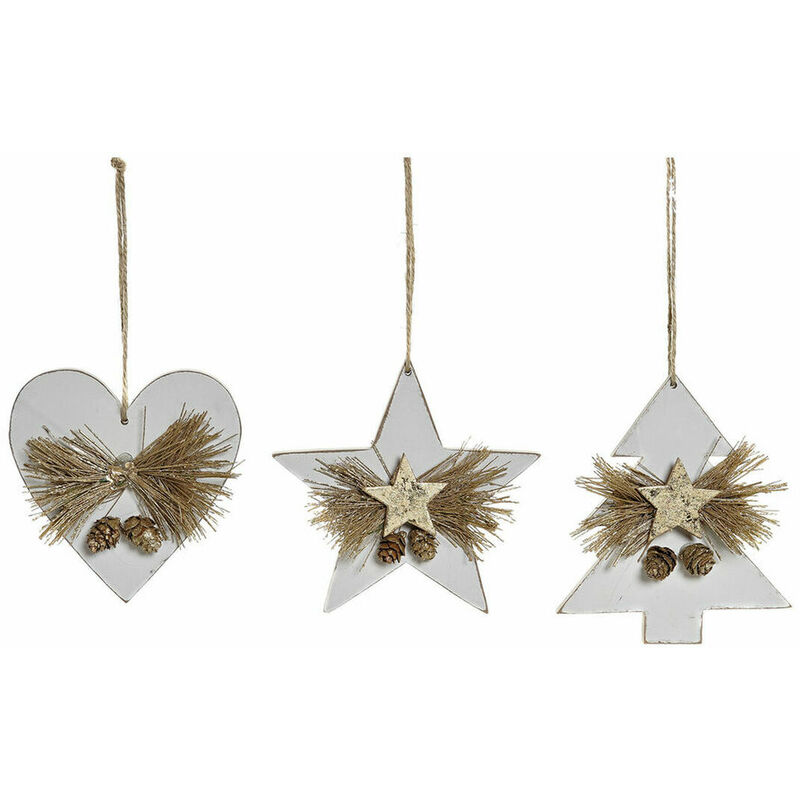 

Adorno Navideño Dkd Home Decor Corazón Madera Cuerda (12 X 3 X 12 Cm) (3 Pcs)