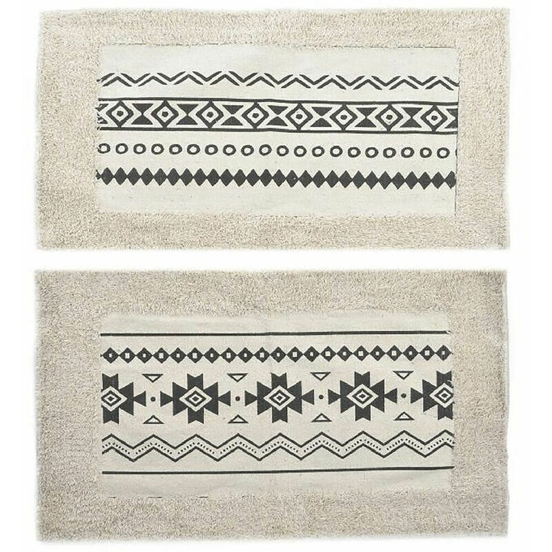 

Alfombra Blanco Negro Algodón Étnico (2 pcs) (70 x 40 x 1 cm) - Dkd Home Decor