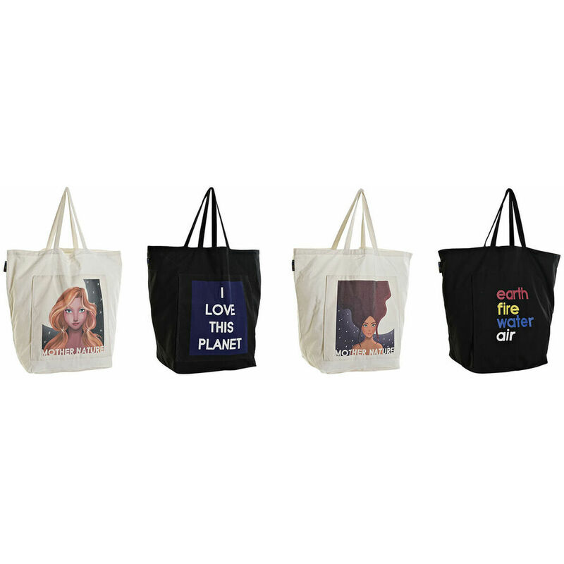 

Bolsa de Compras Lienzo Negro Gris Rosa Blanco (67 x 30 x 55 cm) (4 pcs) - Dkd Home Decor