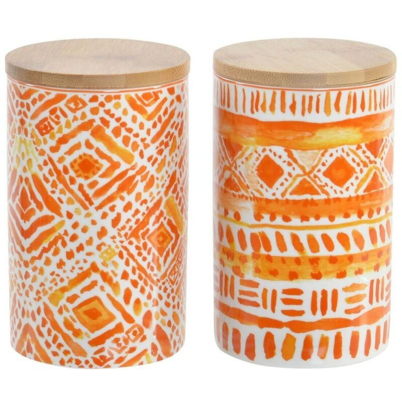 

Bote Naranja Bambú Porcelana (2 pcs) (9.8 x 9.8 x 15.5 cm) - Dkd Home Decor