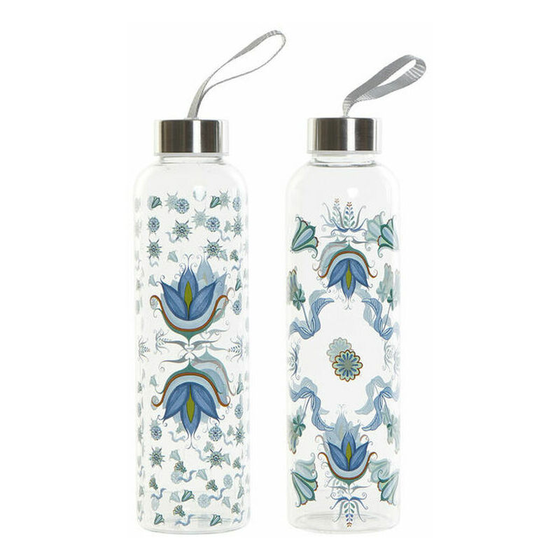 

Botella de Agua Azul Blanco Acero Inoxidable Vidrio de Borosilicato Azulejo (550 ml) (2 pcs) - Dkd Home Decor