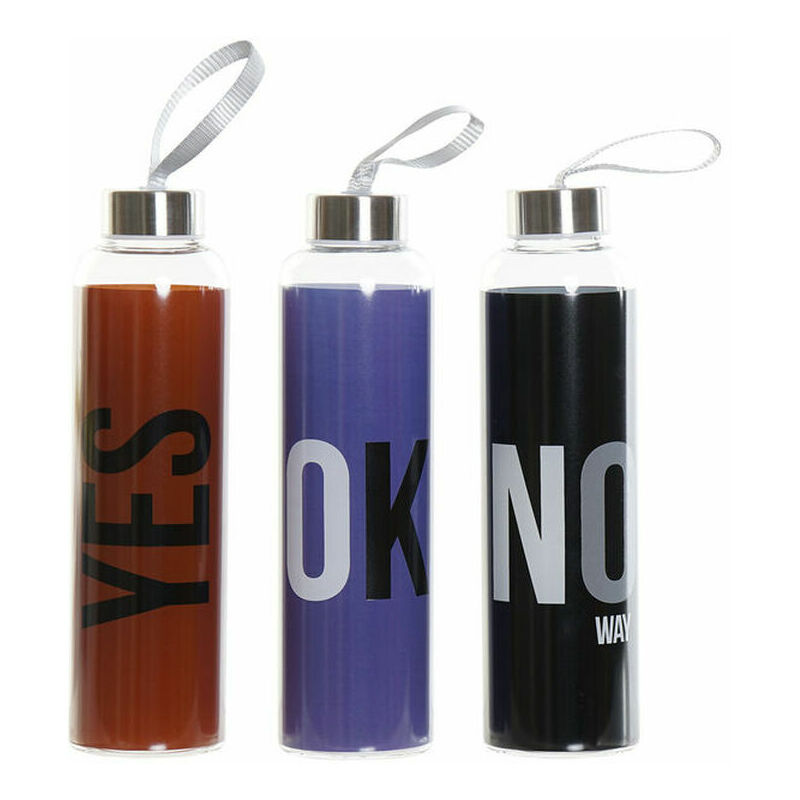 

Botella de Agua Azul Negro Rojo Acero Inoxidable Vidrio de Borosilicato (550 ml) (3 pcs) - Dkd Home Decor