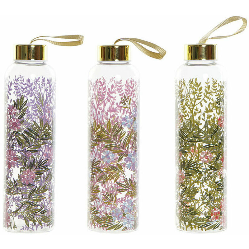 

DKD Home Decor Botella de Agua DKD Home Decor Azul Verde Rosa Acero Inoxidable Vidrio de Borosilicato Flores (550 ml) (3 pcs)