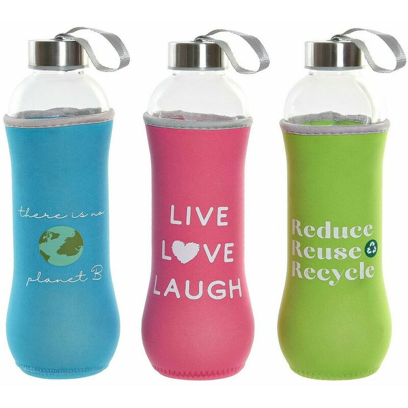 

Botella de Cristal con Funda de Neopreno (600 ml) (3 pcs) - Dkd Home Decor