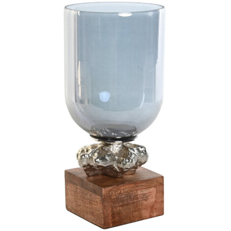 DKD Home Decor Bougeoir Aluminium et Cristal 16,5x16,5x38,5 cm