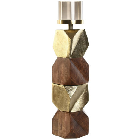 DKD Home Decor Bougeoir Marron Doré 10x10x51,5 cm