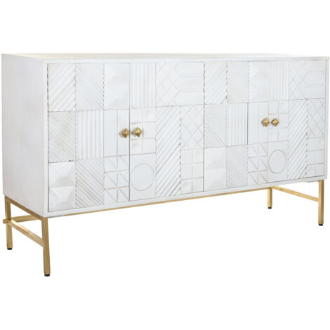 DKD Home Decor Buffet Losanges Blanc Doré 157x43x84 cm
