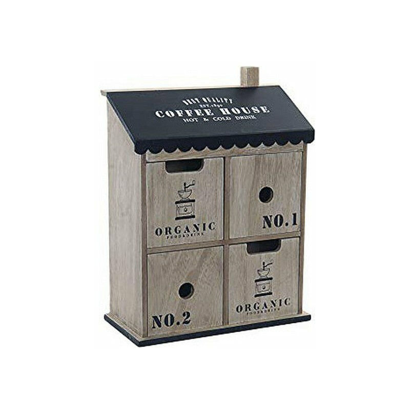 

Caja Decorativa DKD Home Decor Coffee House Madera Cottage (23 x 10 x 31 cm)