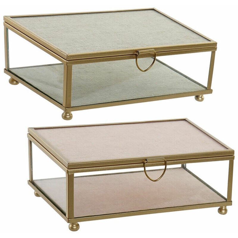 

Caja-Joyero Cristal Hierro (15 x 10 x 6 cm) (2 pcs) - Dkd Home Decor