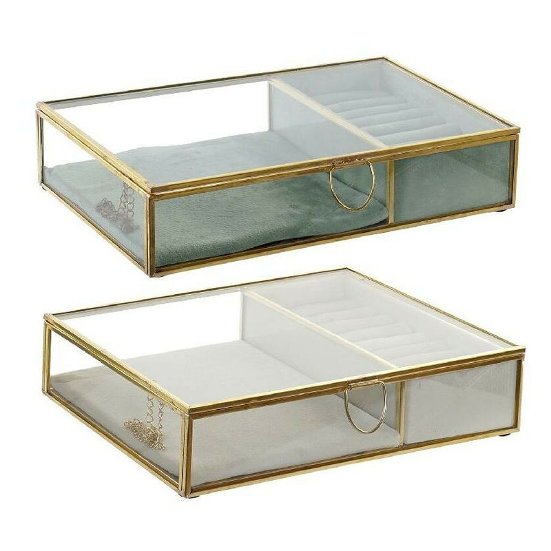 

Caja-Joyero Cristal Metal Chic (2 pcs) (23 x 15 x 5 cm) - Dkd Home Decor