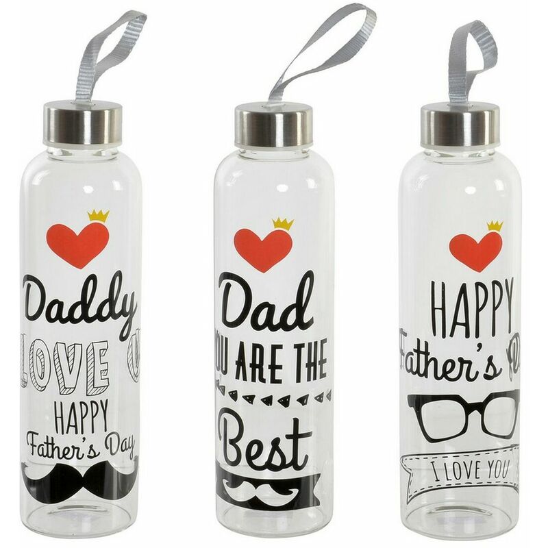 

Cantimplora Father's Day Transparente Vidrio de Borosilicato (550 ml) (3 pcs) - Dkd Home Decor